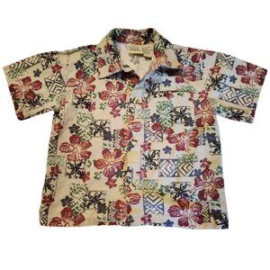 Boys Multicolor Hawaiian Button-up Shirt 3T - Vintage Style 60s Beach Boy Island